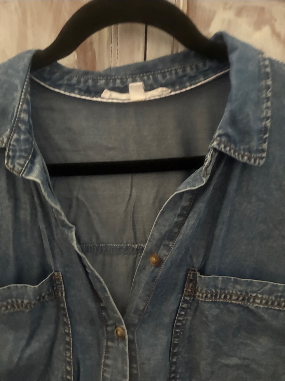 Jane and Delancey Light Blue Denim Button-Front Shirt - Picture 3 of 4